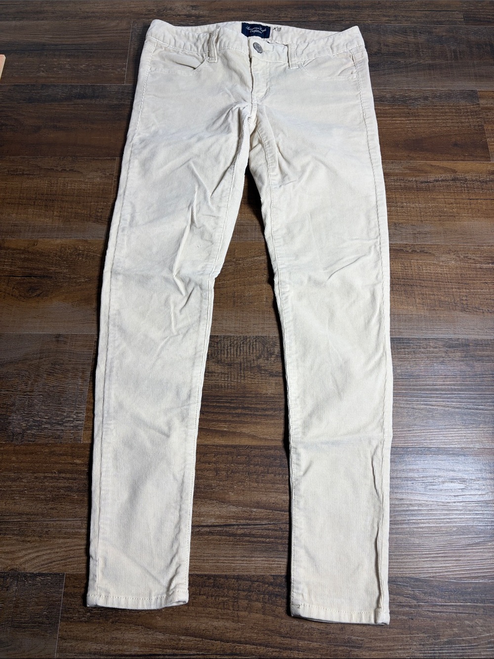 American Eagle Outfitters Cream Skinny Corduroy Jeans